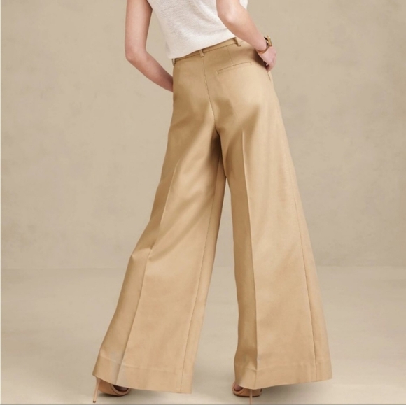 Banana Republic, New Cruise Wide-Leg Pants Maverick Tan Womens Size 14 Short - Picture 4 of 13